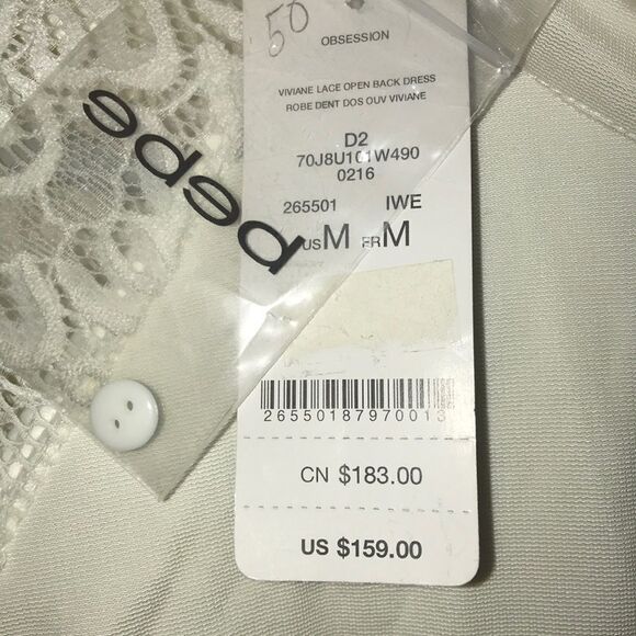 Bebe White long sleeve open back lace mini summer dress new w tags size medium - Picture 5 of 8